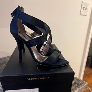 BCBG Selena shoe. Black satin. Gently worn only on the inside of shoe.